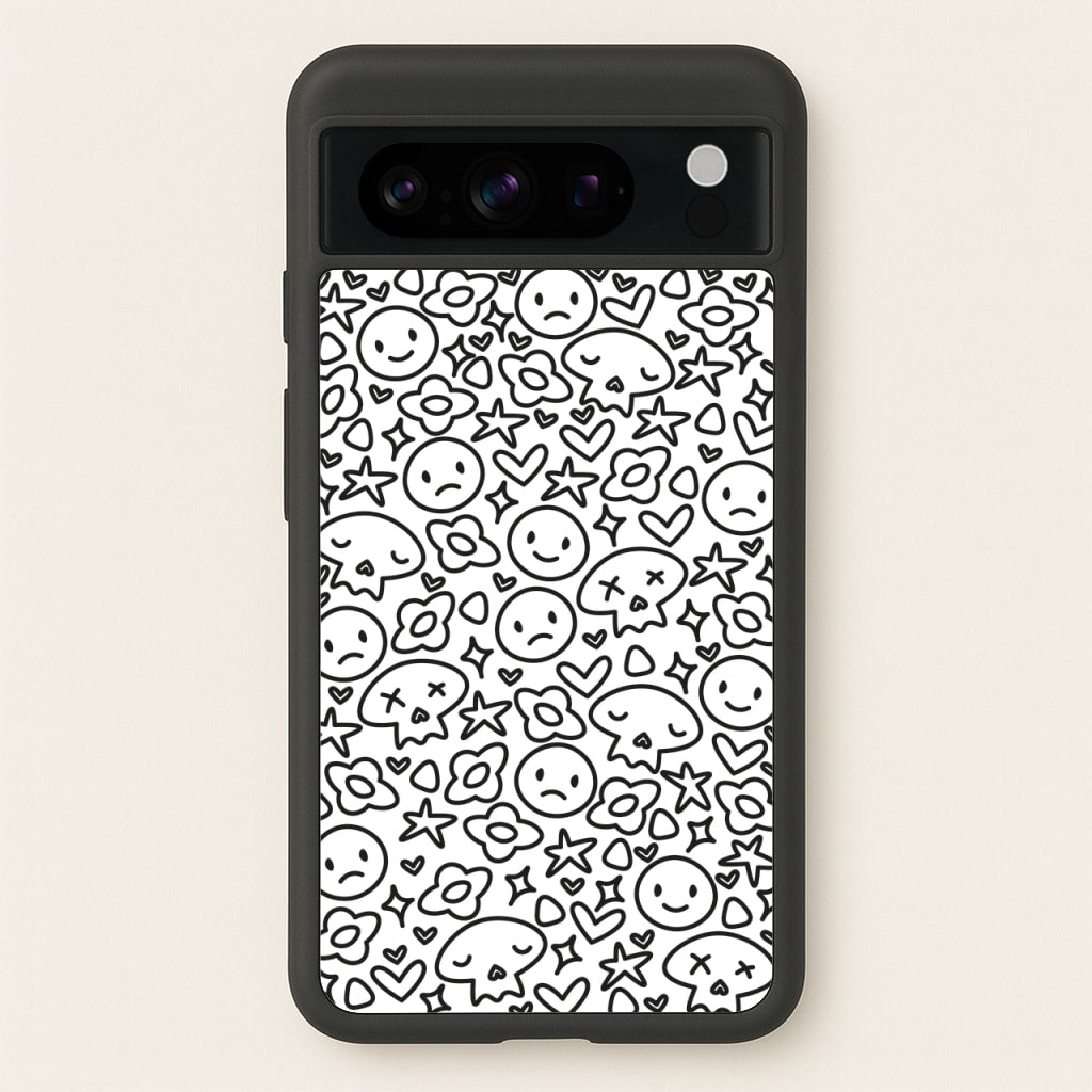 White Skulls - Skate Aesthetic - Skate Aesthetic Phone Case for Google Pixel 8 Pro