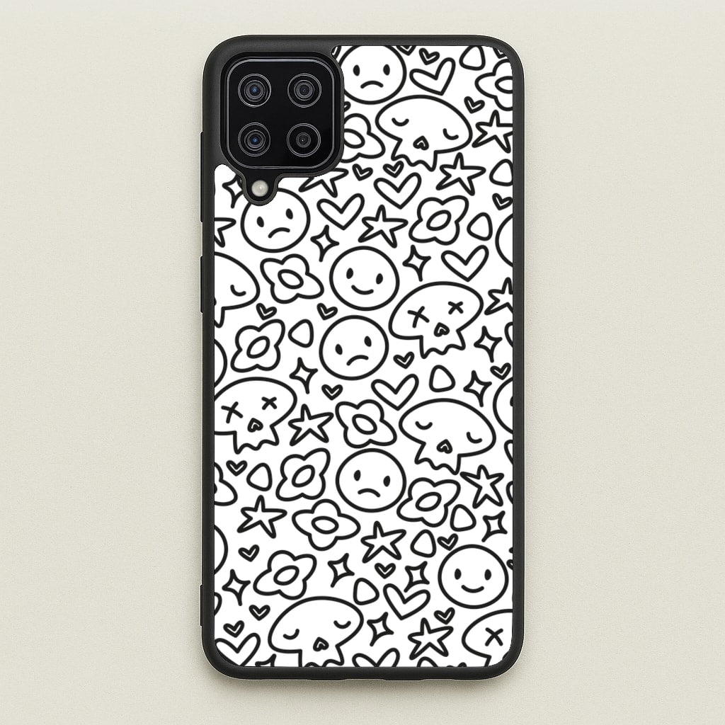 White Skulls - Skate Aesthetic - Skate Aesthetic Phone Case for Galaxy A12