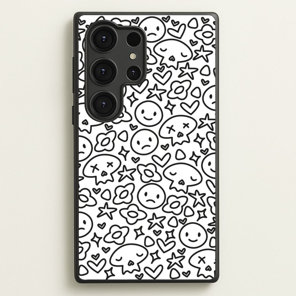 White Skulls - Skate Aesthetic - Skate Aesthetic Phone Case for Galaxy S25 Ultra
