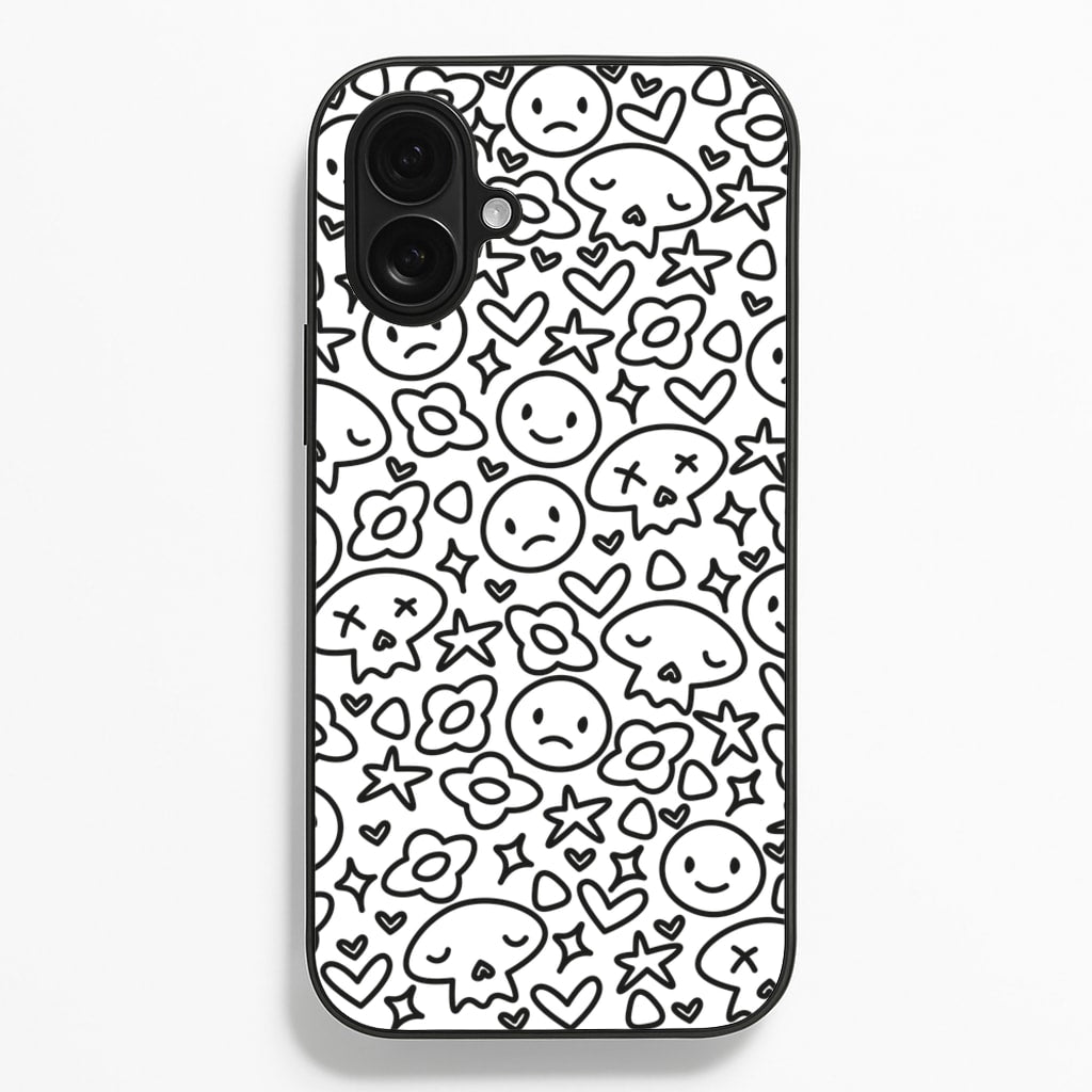 White Skulls - Skate Aesthetic - Skate Aesthetic Phone Case for iPhone 16 Plus