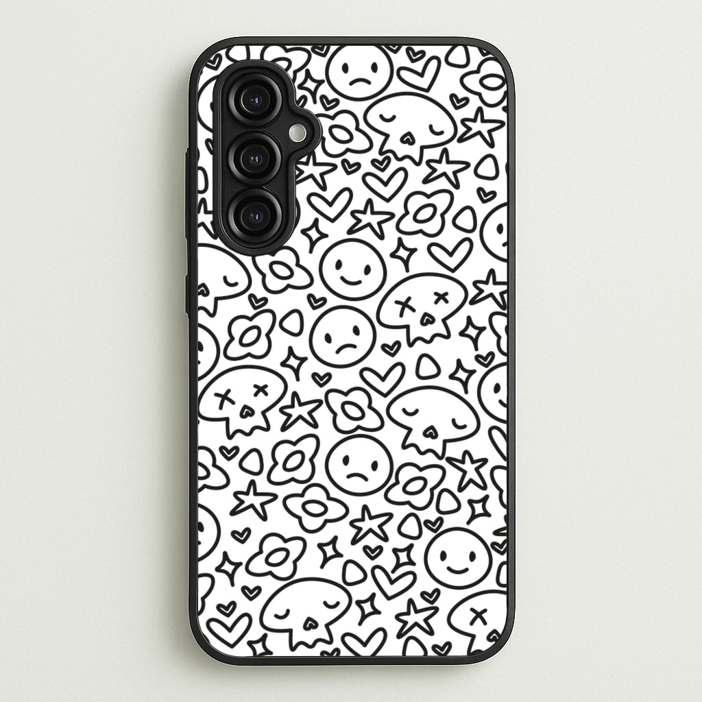 White Skulls - Skate Aesthetic - Skate Aesthetic Phone Case for Galaxy A14