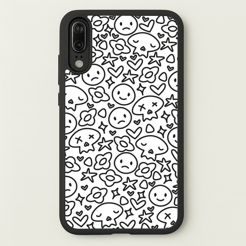 White Skulls - Skate Aesthetic - Skate Aesthetic Phone Case for Huawei P20