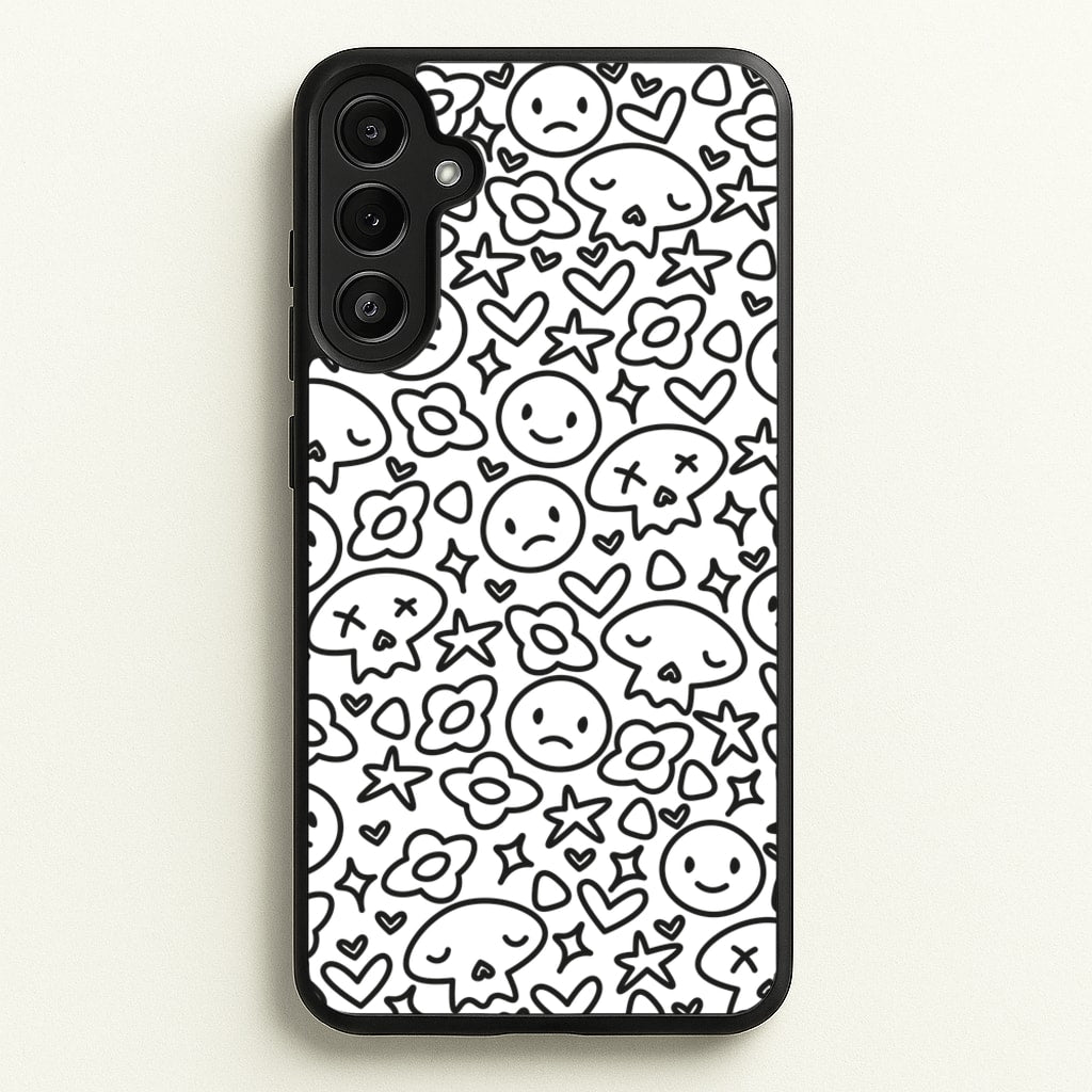 White Skulls - Skate Aesthetic - Skate Aesthetic Phone Case for Galaxy A36