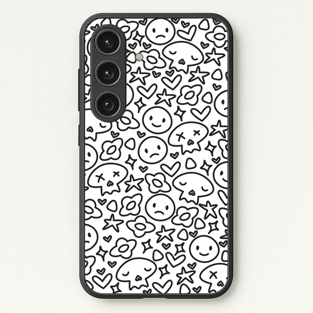 White Skulls - Skate Aesthetic - Skate Aesthetic Phone Case for Galaxy S24