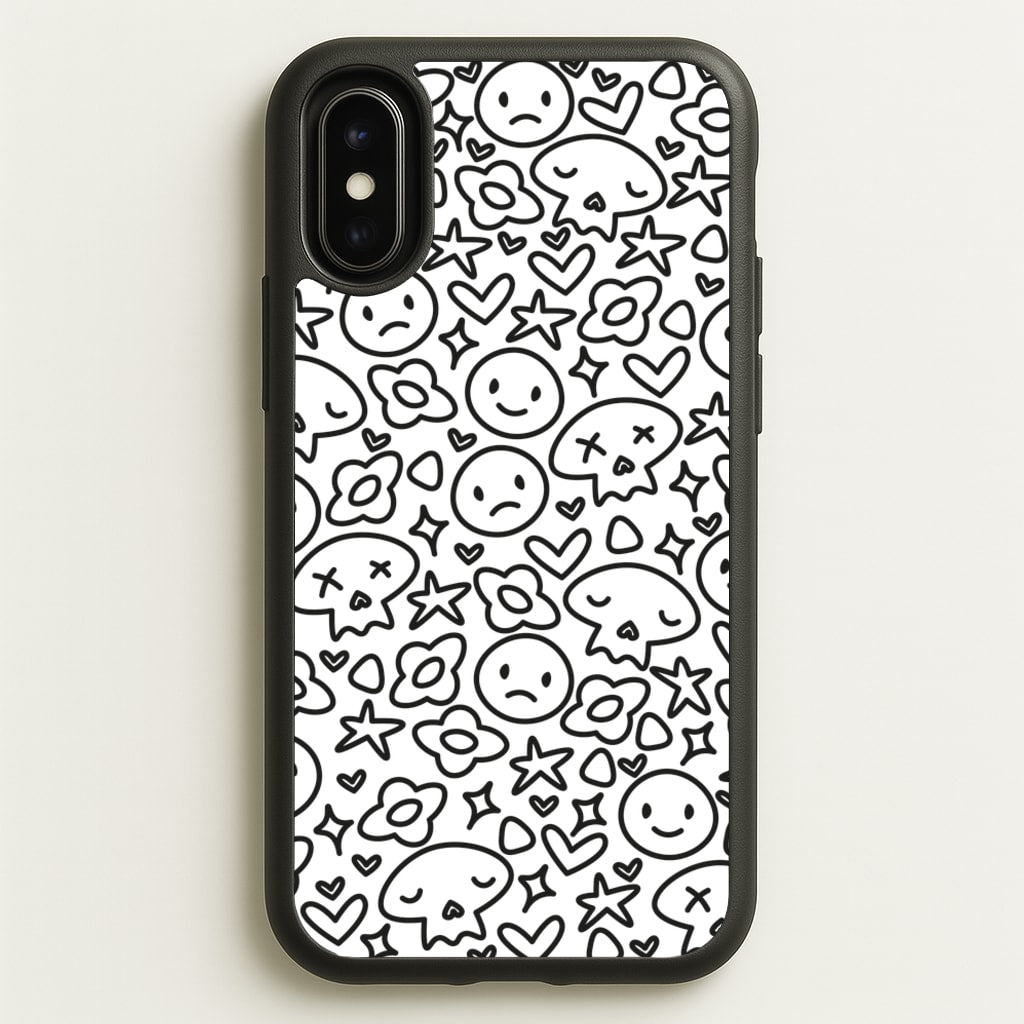 White Skulls - Skate Aesthetic - Skate Aesthetic Phone Case for iPhone X / XS