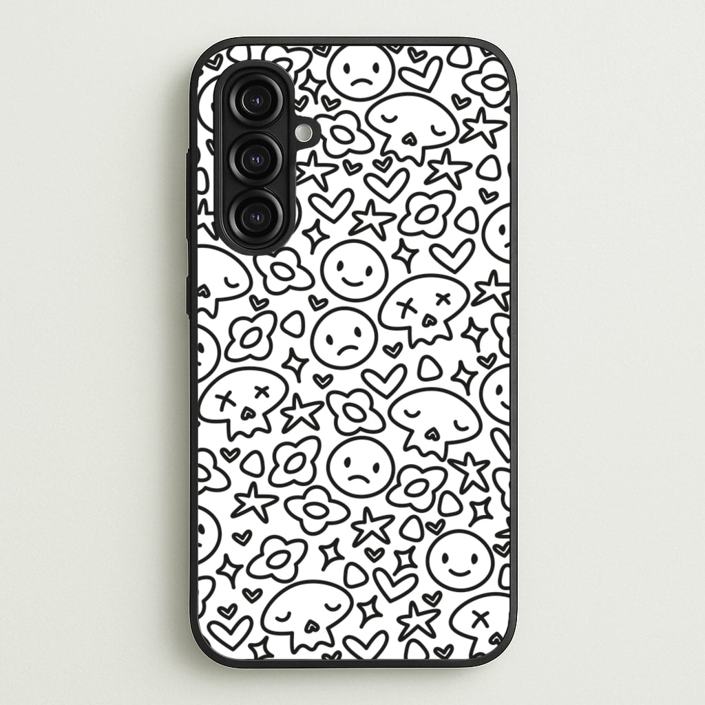 White Skulls - Skate Aesthetic - Skate Aesthetic Phone Case for Galaxy A16