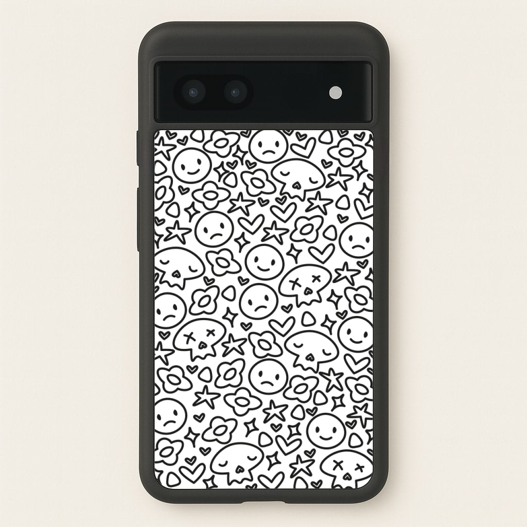 White Skulls - Skate Aesthetic - Skate Aesthetic Phone Case for Google Pixel 7a