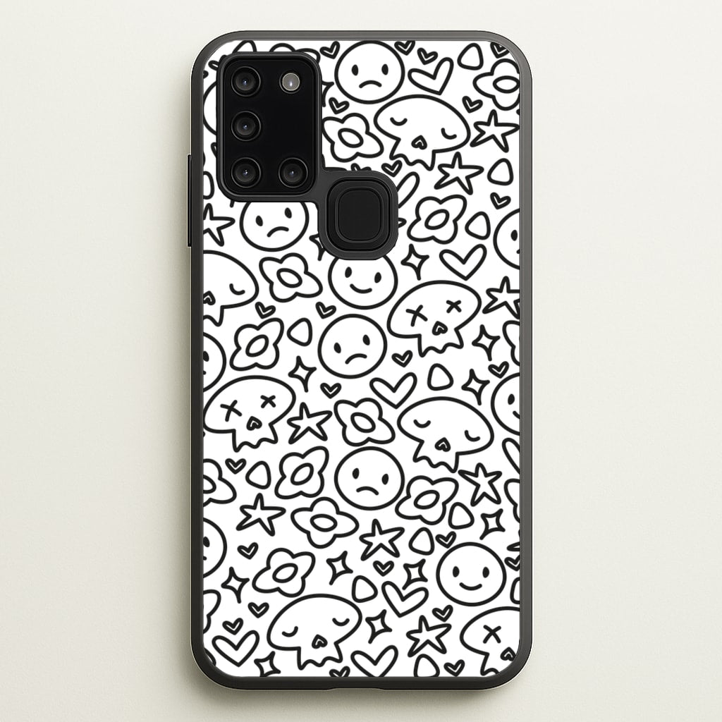 White Skulls - Skate Aesthetic - Skate Aesthetic Phone Case for Galaxy A21s