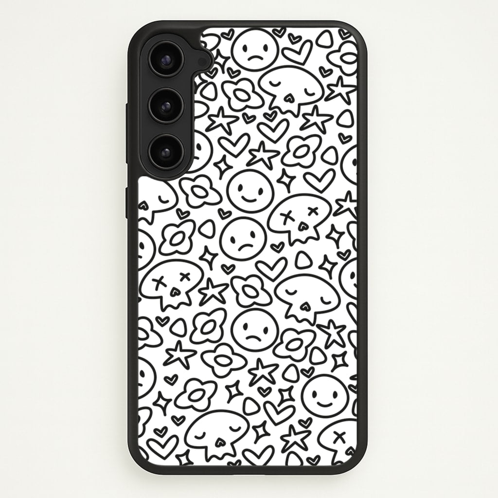 White Skulls - Skate Aesthetic - Skate Aesthetic Phone Case for Galaxy S23