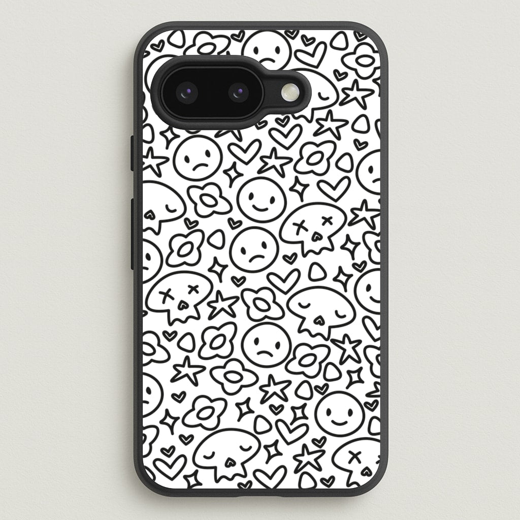 White Skulls - Skate Aesthetic - Skate Aesthetic Phone Case for Google Pixel 9a