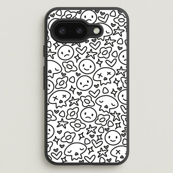 White Skulls - Skate Aesthetic - Skate Aesthetic Phone Case for Google Pixel 9a