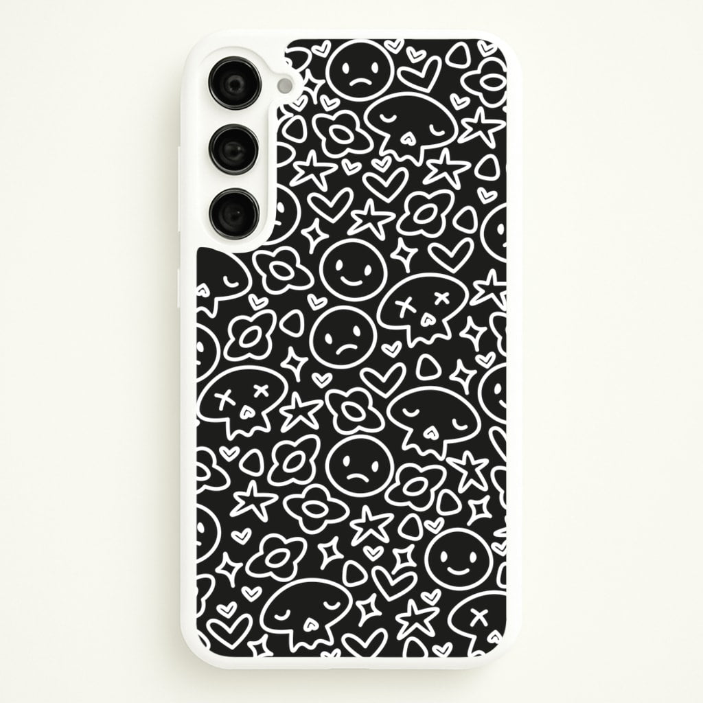 Black Skulls - Skate Aesthetic - Skate Aesthetic Phone Case for Galaxy S23 Plus
