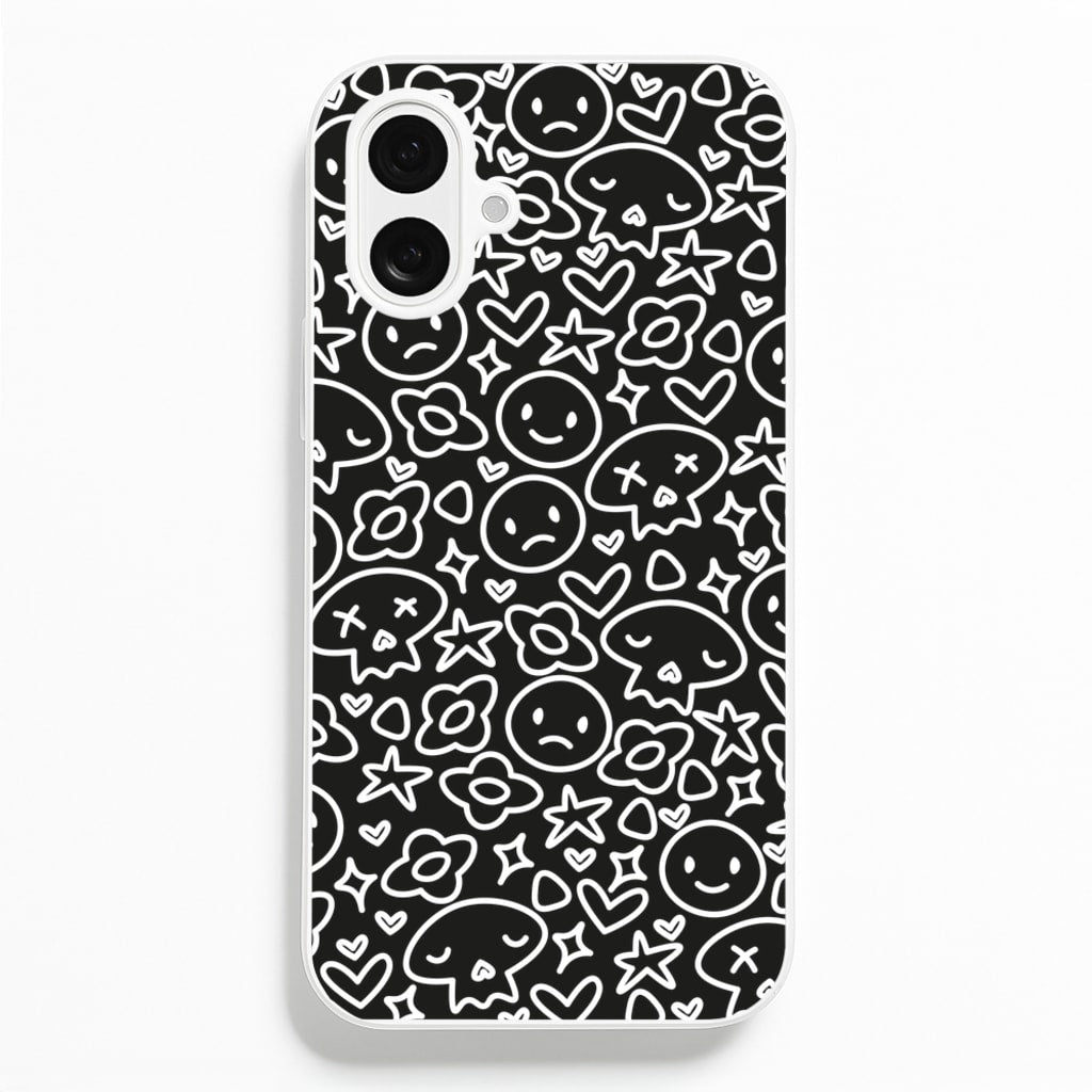 Black Skulls - Skate Aesthetic - Skate Aesthetic Phone Case for iPhone 16 Plus