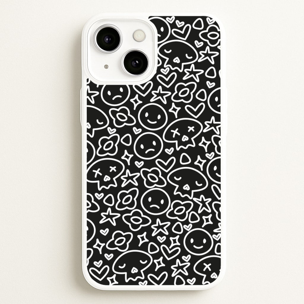 Black Skulls - Skate Aesthetic - Skate Aesthetic Phone Case for iPhone 13 Mini