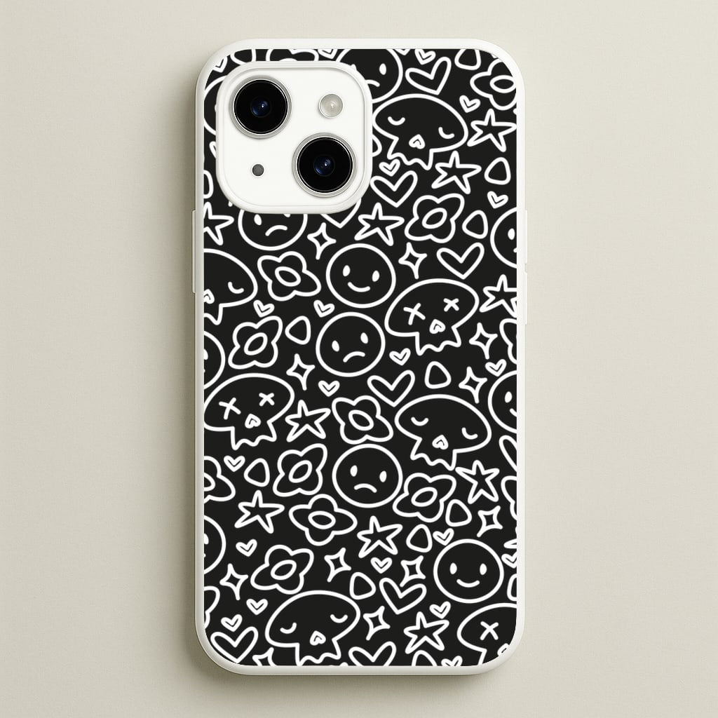 Black Skulls - Skate Aesthetic - Skate Aesthetic Phone Case for iPhone 15