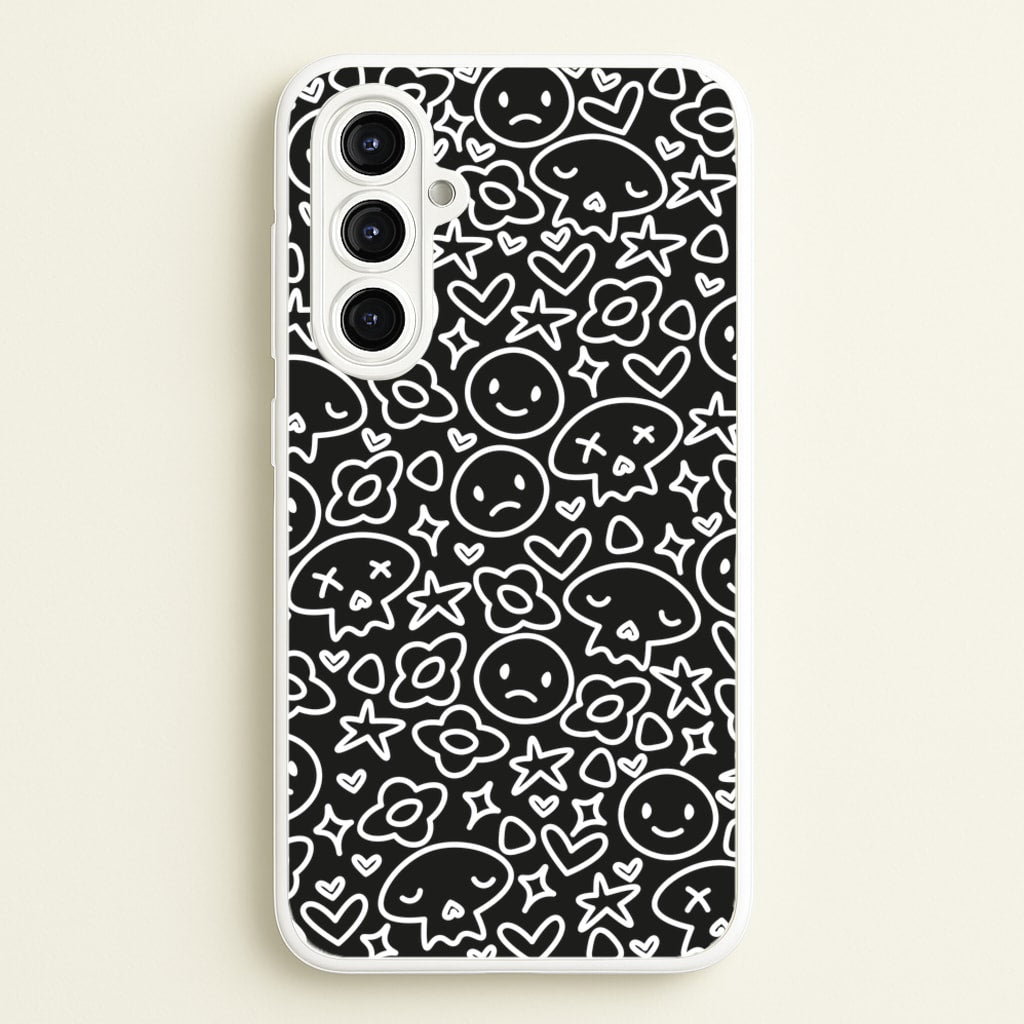 Black Skulls - Skate Aesthetic - Skate Aesthetic Phone Case for Galaxy A16