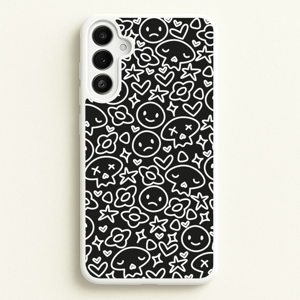 Black Skulls - Skate Aesthetic - Skate Aesthetic Phone Case for Galaxy A34