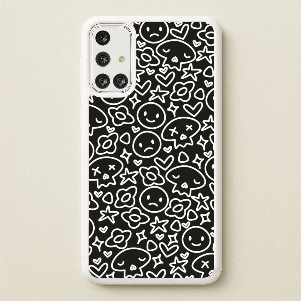 Black Skulls - Skate Aesthetic - Skate Aesthetic Phone Case for Galaxy A71