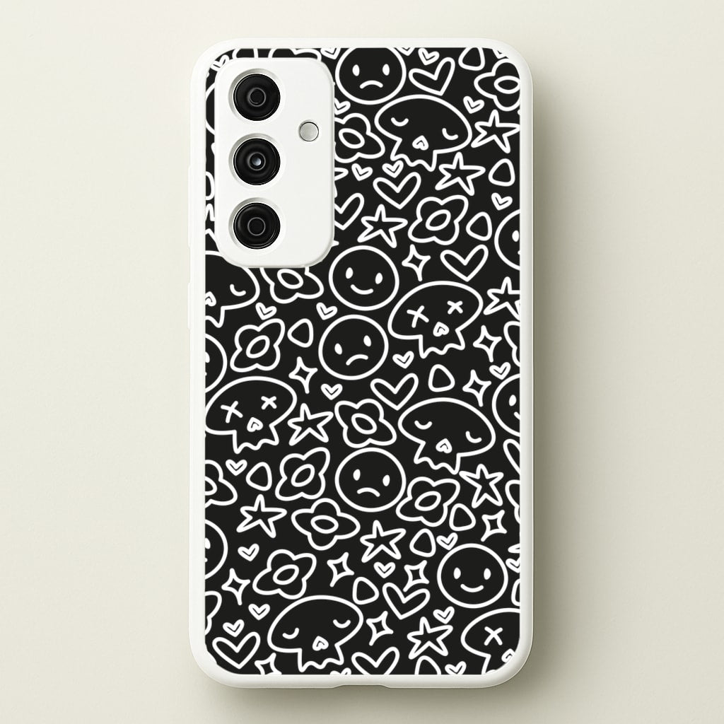 Black Skulls - Skate Aesthetic - Skate Aesthetic Phone Case for Galaxy A15