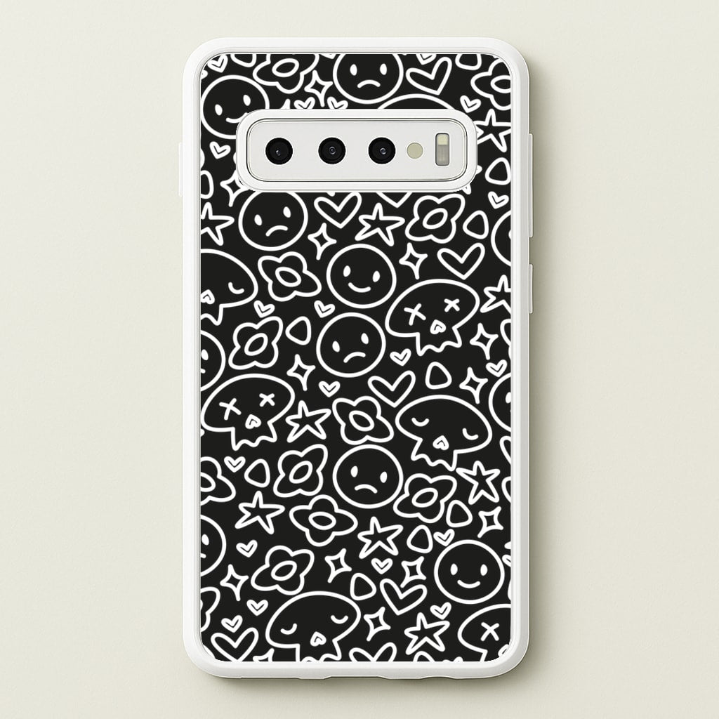 Black Skulls - Skate Aesthetic - Skate Aesthetic Phone Case for Galaxy S10 Plus