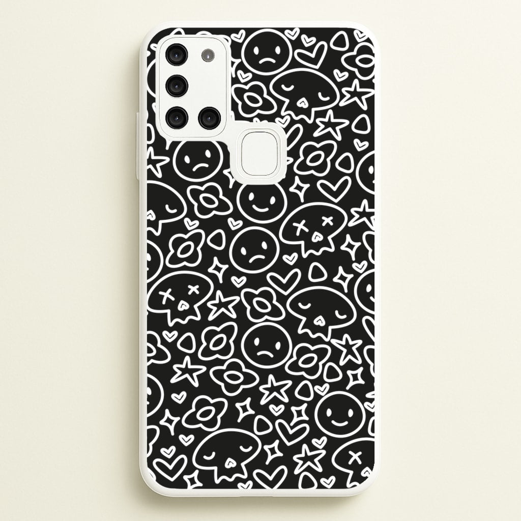 Black Skulls - Skate Aesthetic - Skate Aesthetic Phone Case for Galaxy A21s