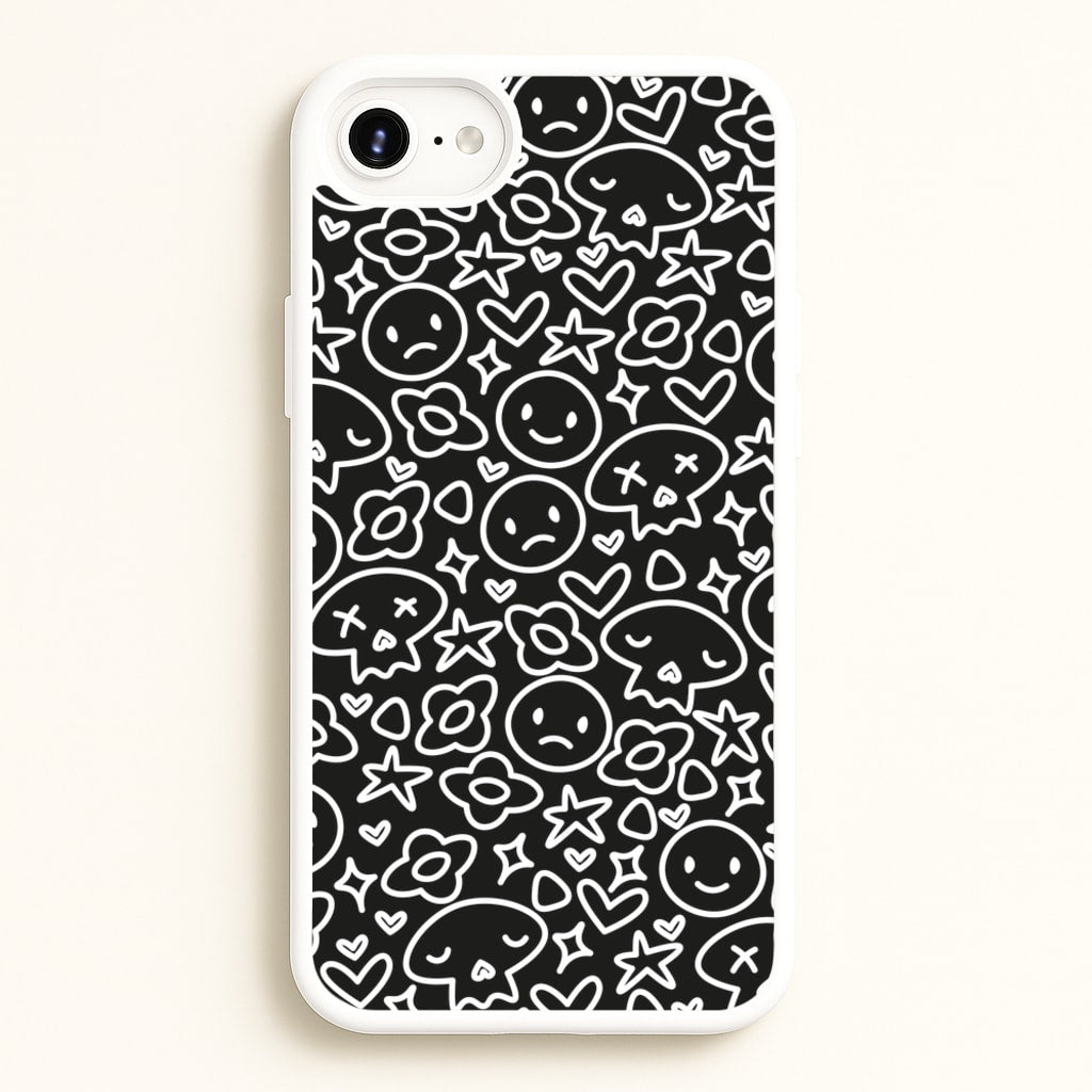 Black Skulls - Skate Aesthetic - Skate Aesthetic Phone Case for iPhone 6 / 7 / 8 / SE