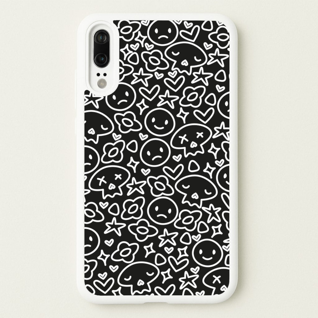 Black Skulls - Skate Aesthetic - Skate Aesthetic Phone Case for Huawei P20