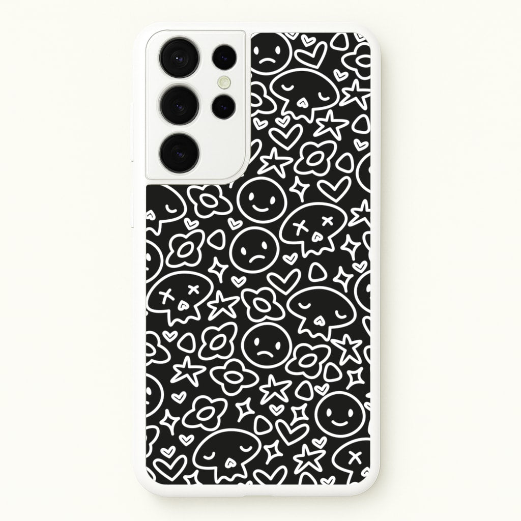 Black Skulls - Skate Aesthetic - Skate Aesthetic Phone Case for Galaxy S21 Ultra