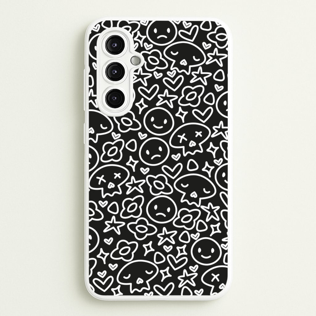 Black Skulls - Skate Aesthetic - Skate Aesthetic Phone Case for Galaxy A14