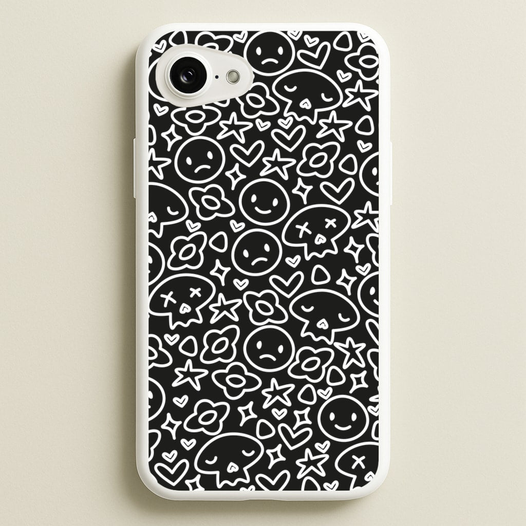 Black Skulls - Skate Aesthetic - Skate Aesthetic Phone Case for iPhone 16e