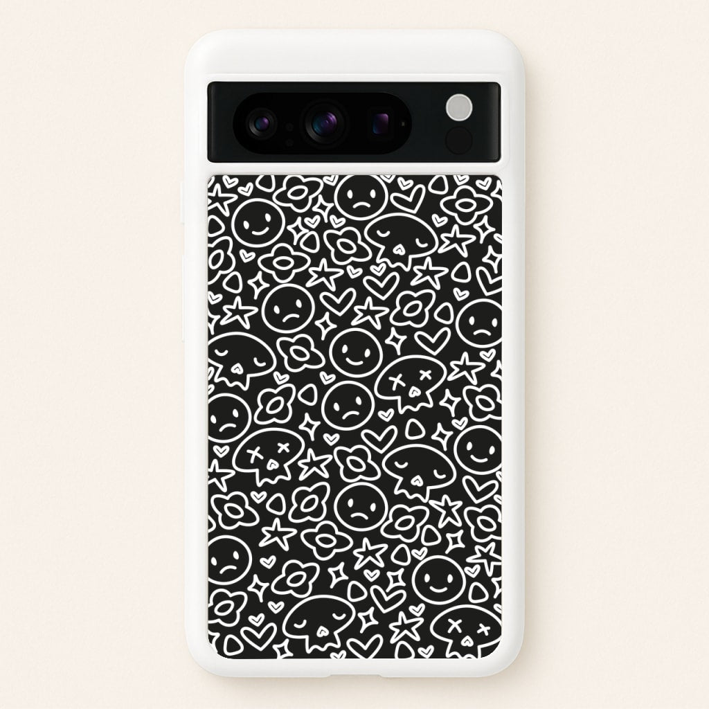 Black Skulls - Skate Aesthetic - Skate Aesthetic Phone Case for Google Pixel 8 Pro