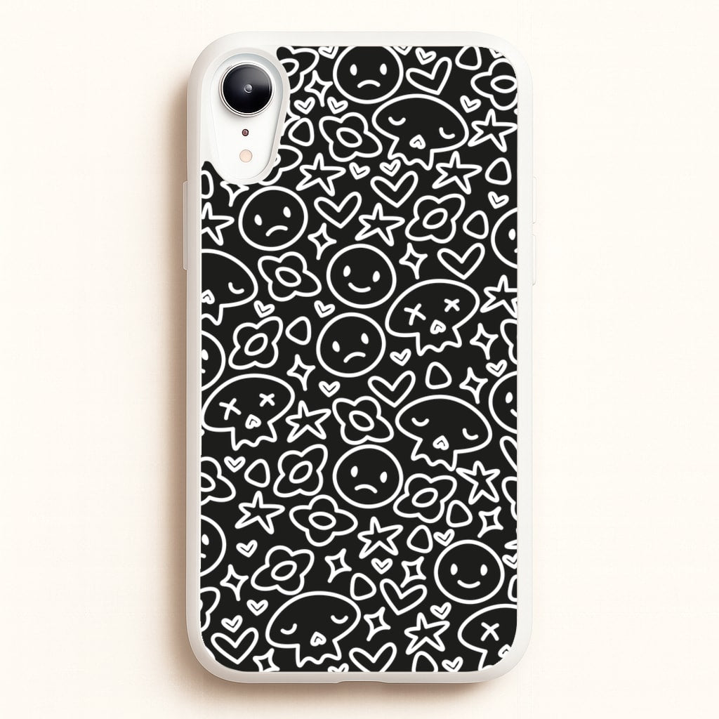 Black Skulls - Skate Aesthetic - Skate Aesthetic Phone Case for iPhone XR