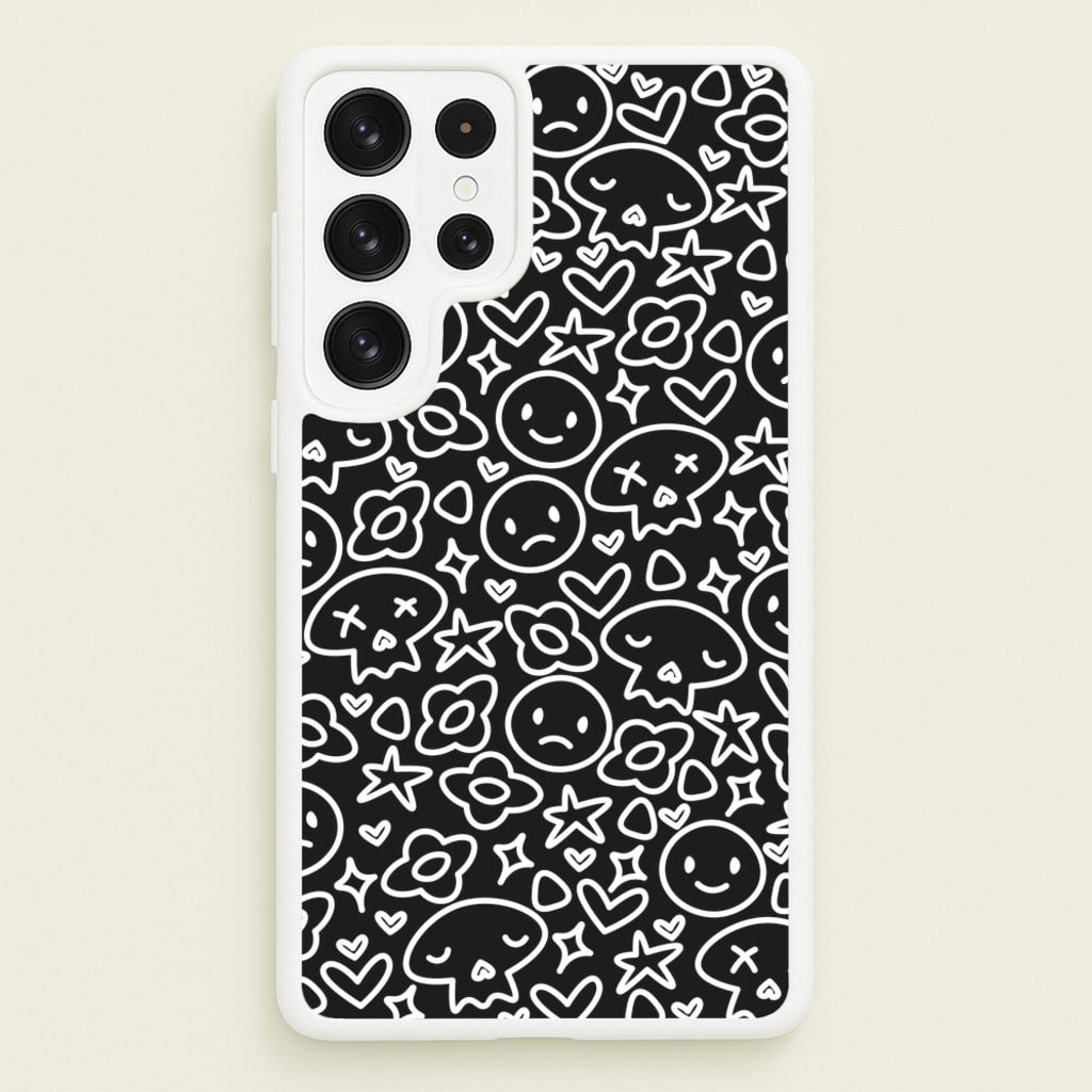 Black Skulls - Skate Aesthetic - Skate Aesthetic Phone Case for Galaxy S23 Ultra