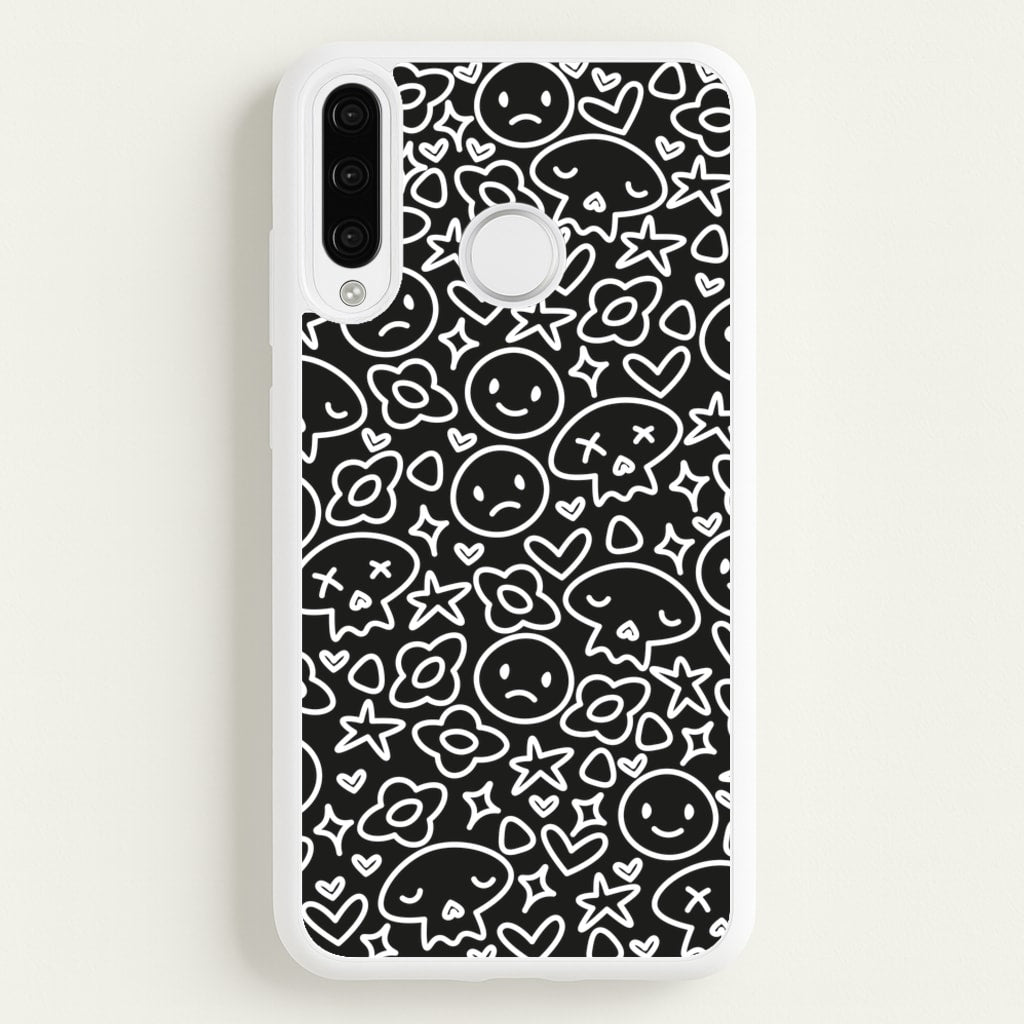 Black Skulls - Skate Aesthetic - Skate Aesthetic Phone Case for Huawei P30 Lite