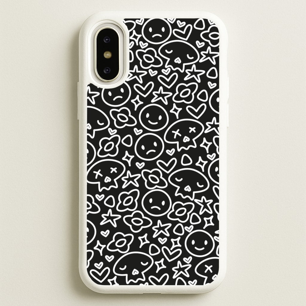 Black Skulls - Skate Aesthetic - Skate Aesthetic Phone Case for iPhone X / XS