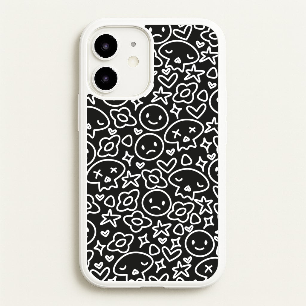 Black Skulls - Skate Aesthetic - Skate Aesthetic Phone Case for iPhone 12 Mini