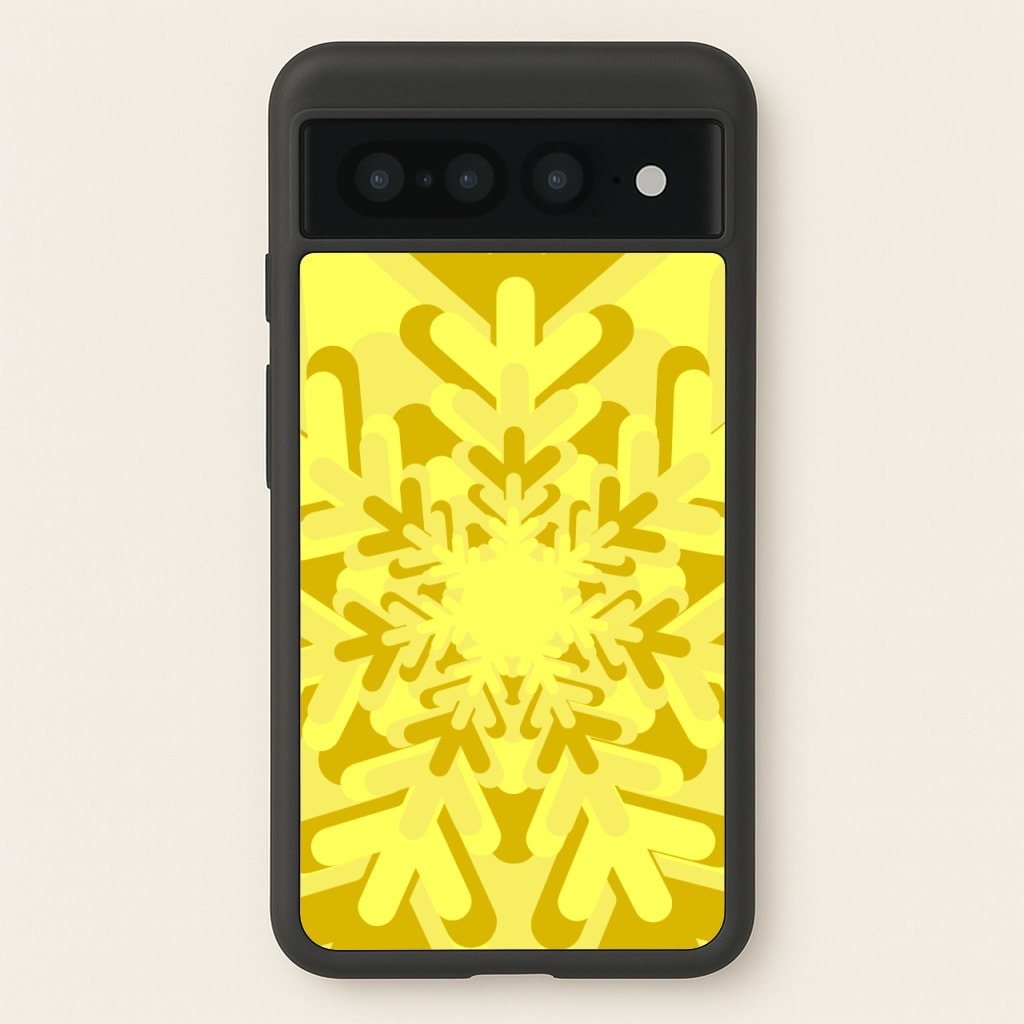 Yellow - Colourful Snowflakes - Colourful Snowflakes Phone Case for Google Pixel 7 Pro