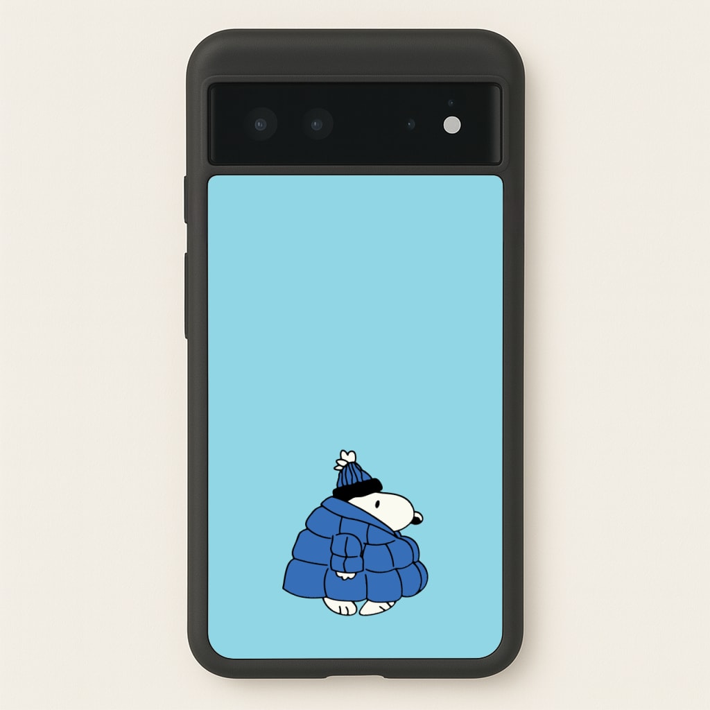 Cartoon Beagle Puffer Jacket Blue - Snoopy Phone Case for Google Pixel 6