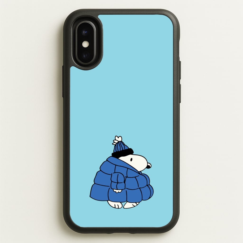 Cartoon Beagle Puffer Jacket Blue - Snoopy Phone Case for iPhone X / XS