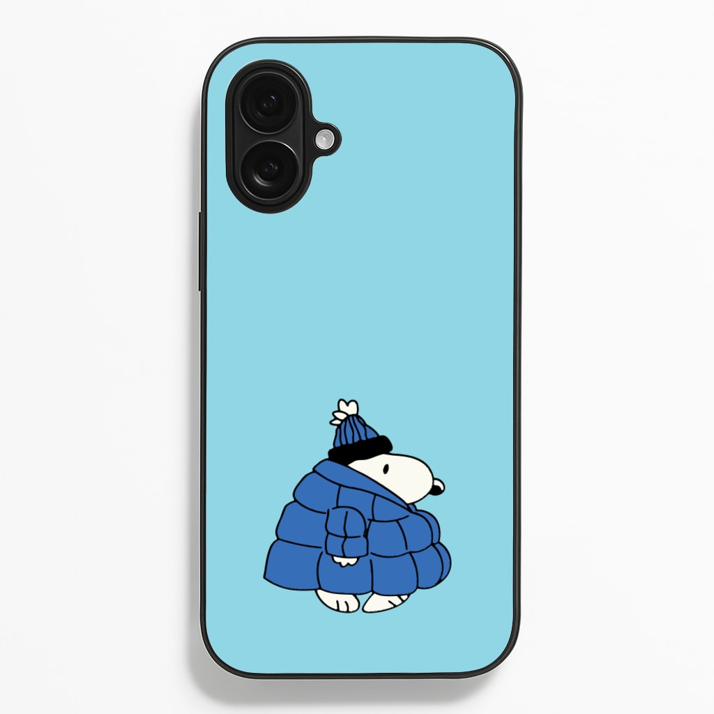 Cartoon Beagle Puffer Jacket Blue - Snoopy Phone Case for iPhone 16 Plus
