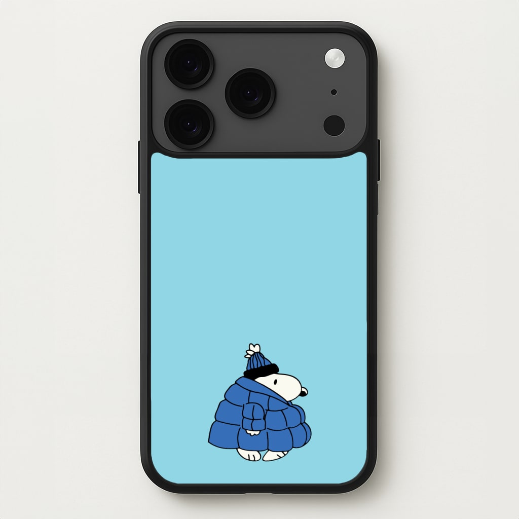 Cartoon Beagle Puffer Jacket Blue Phone Case for iPhone 17 Pro