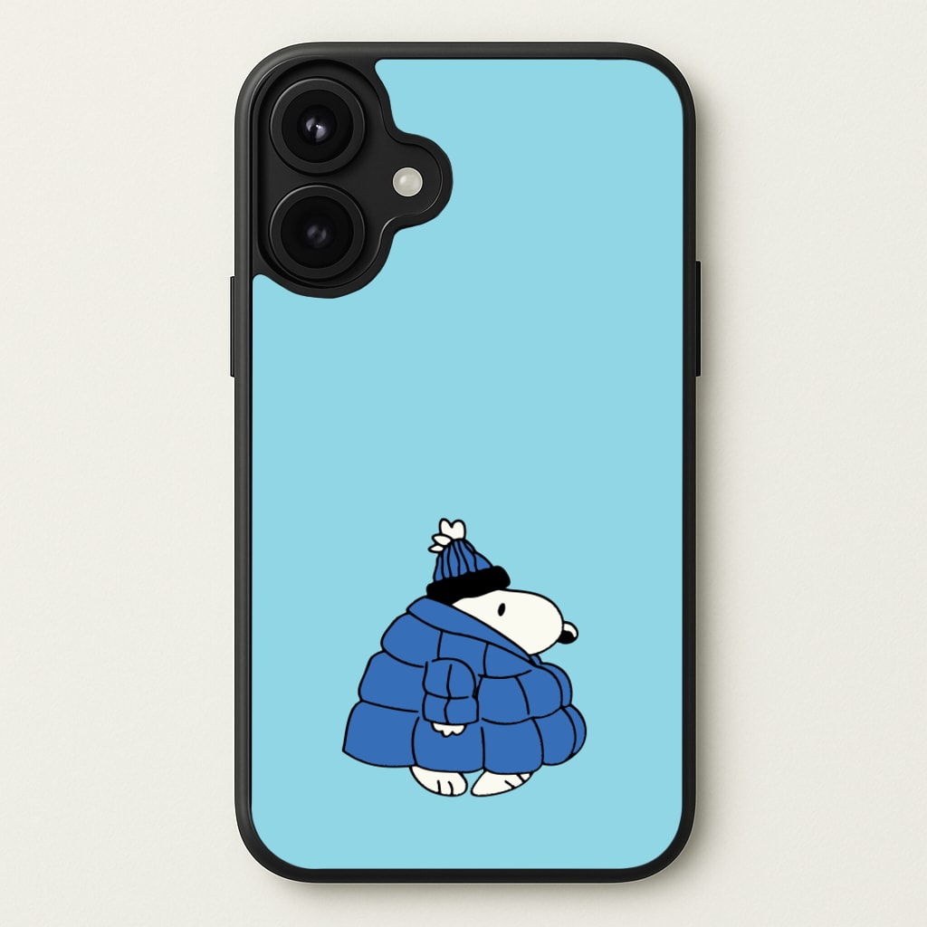 Cartoon Beagle Puffer Jacket Blue Phone Case for iPhone 17