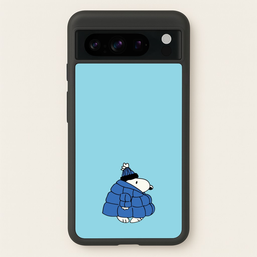 Cartoon Beagle Puffer Jacket Blue - Snoopy Phone Case for Google Pixel 8 Pro