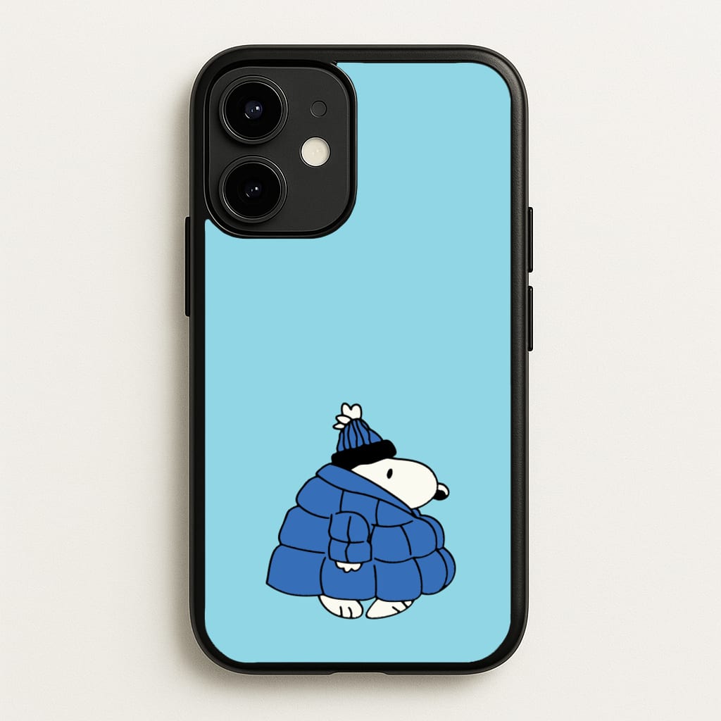 Cartoon Beagle Puffer Jacket Blue - Snoopy Phone Case for iPhone 12 / 12 Pro