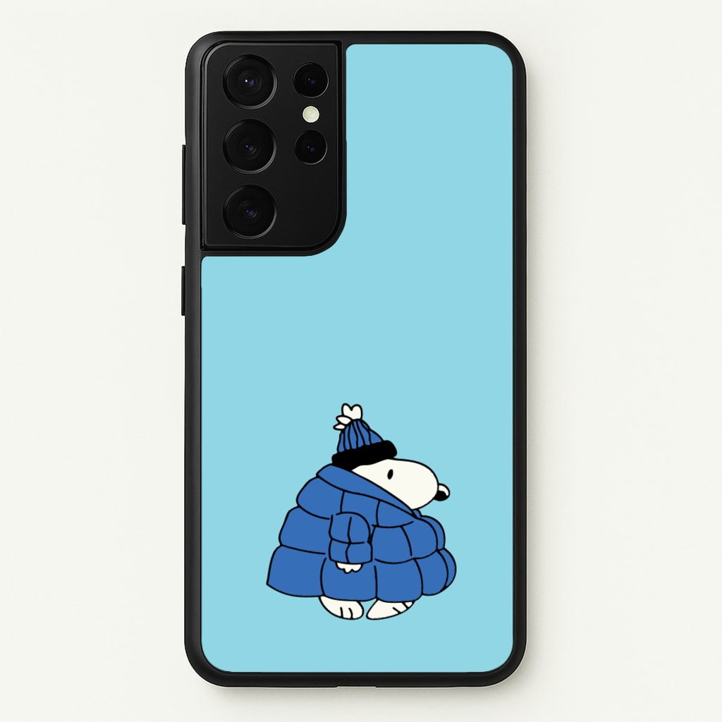 Cartoon Beagle Puffer Jacket Blue - Snoopy Phone Case for Galaxy S21 Ultra