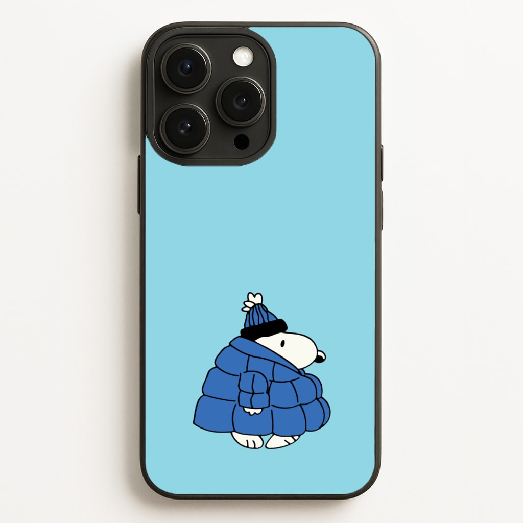 Cartoon Beagle Puffer Jacket Blue - Snoopy Phone Case for iPhone 12 Pro Max