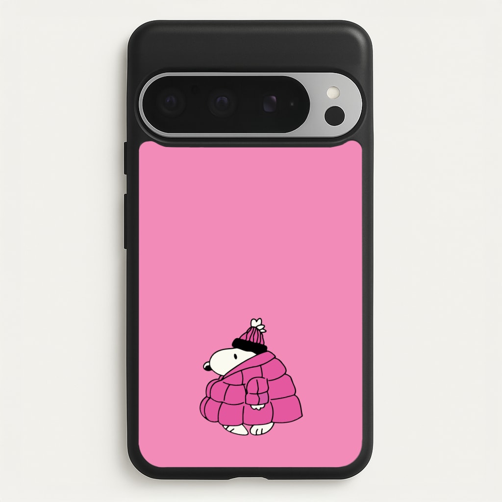 Cartoon Beagle Puffer Jacket Pink - Snoopy Phone Case for Google Pixel 9 Pro XL