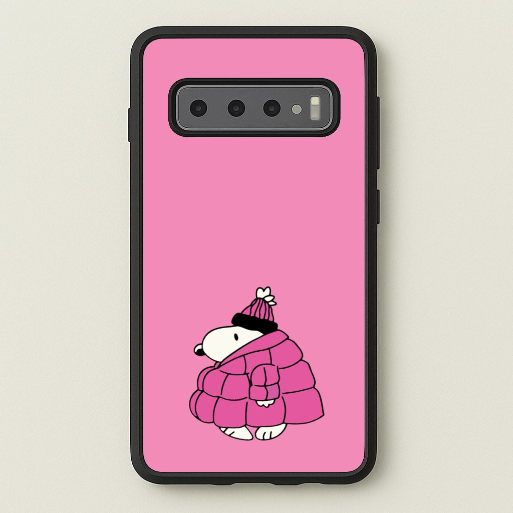 Cartoon Beagle Puffer Jacket Pink - Snoopy Phone Case for Galaxy S10 Plus