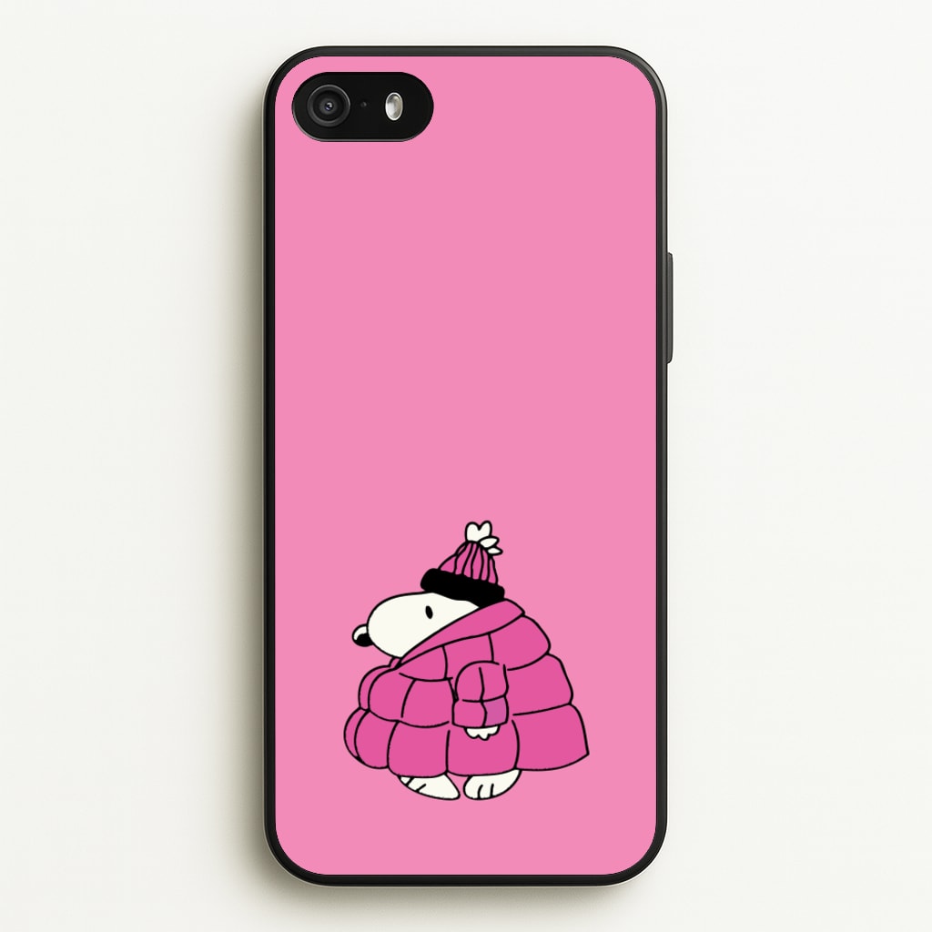 Cartoon Beagle Puffer Jacket Pink - Snoopy Phone Case for iPhone 5 / 5s / SE 2016