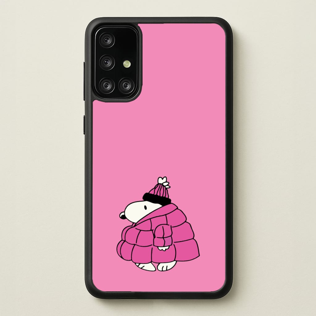 Cartoon Beagle Puffer Jacket Pink - Snoopy Phone Case for Galaxy A71